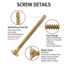 Akord Screw Plasterboard Self Drill Gold Plated #6, 1" 1-1/4" 1-3/4"