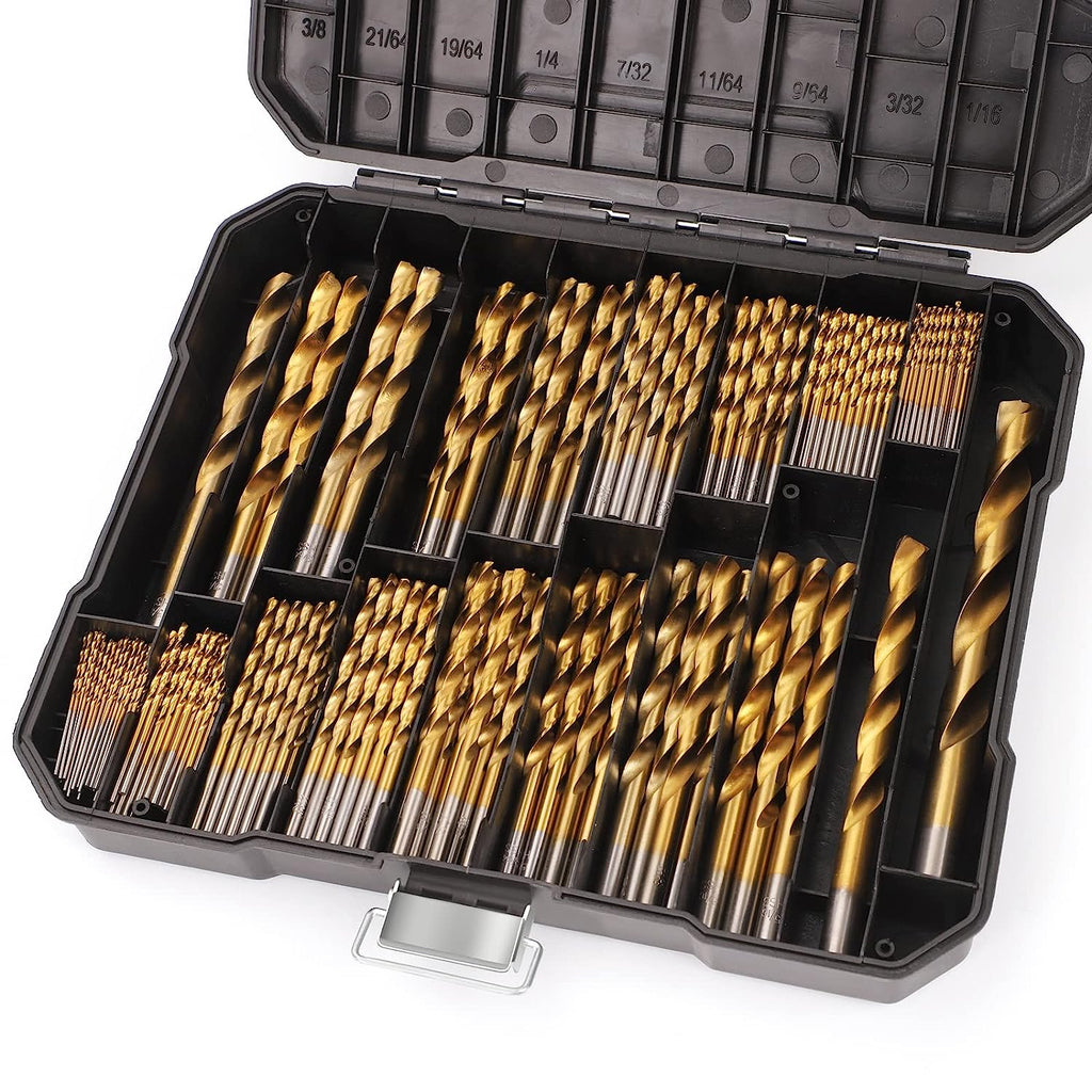 COMOWARE 230 Pcs Drill Bit Set for Wood & Metal Titanium 3/64"-1/2 ...