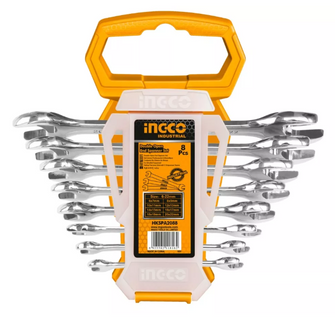 Ingco Dbl Open End Comb Spanner Set 8 Pcs - HKSPA2088