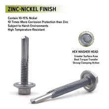 Akord Screw Hex Tek Self Drilling Zinc Nickel #12 #14, Length 1-1/4" - 6"