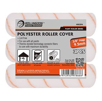 ROLLINGDOG Roller Cover 3Pcs Polyester 9" Nap 3/8" 9.5mm