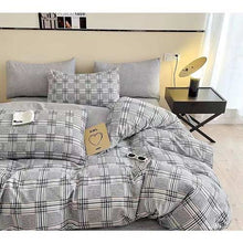 MUTBERG Quilt Cover Set Queen Bed Grey 140GSM Plaid/Beau