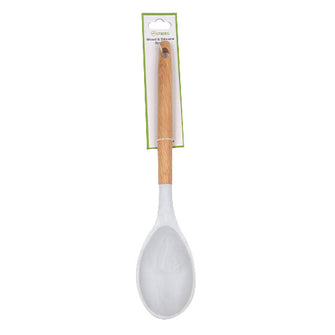 MUTBERG Spoon FDA Silicone with Rubber Wood Handle 34.5x7x1.8cm