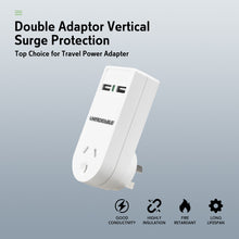 Double Adaptor Vertical Surge Protection White 10A 240V 2 Outlets 2 USB-A 2.4A SAA