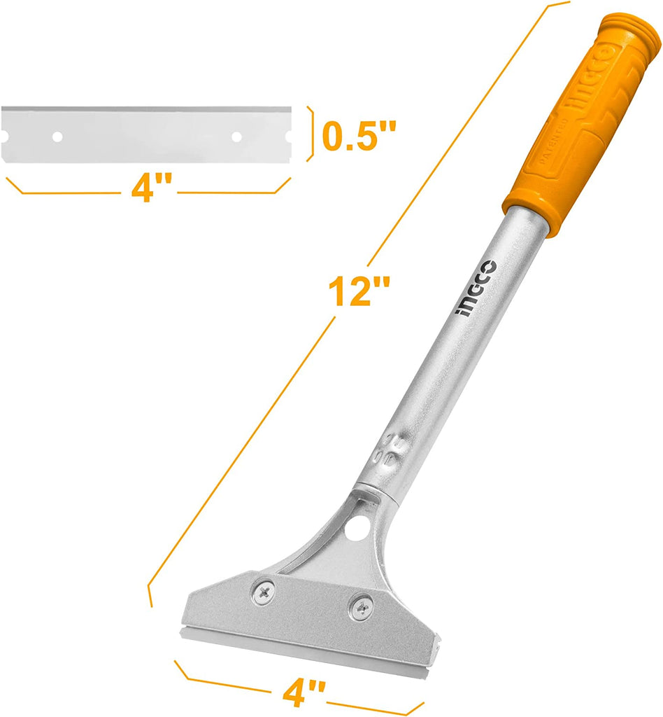 All Metal Razor Scraper INGCO 4 Inch Razor Blade Floor Scraper Tool with 6pcs Metal Razor Blad ...
