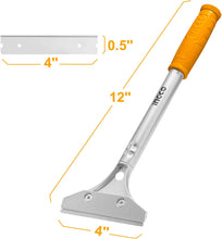 INGCO 4 Inch Razor Blade Floor Scraper Tool with 6pcs Metal Razor Blades for Removing