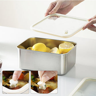 MUTBERG Stainless Steel 304 Food Container Lunch Box With Glass Lid Rectangle 1000ml (35oz)