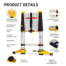 GOKULAD Telescopic Ladder Soft Close Aluminium 9 Steps 2.6M/ 13 Steps 3.8M