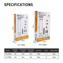 GOKULAD Telescopic Ladder Soft Close Aluminium 9 Steps 2.6M/ 13 Steps 3.8M