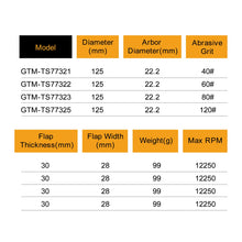 TOLSEN Zirconia Oxide Flap Disc for Stainless Steel 125X22.2mm 40# 60# 80# 120#