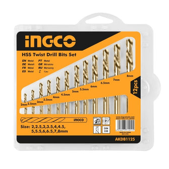 INGCO AKDB1125 Hss Twist Drill Bit Set 12Pcs