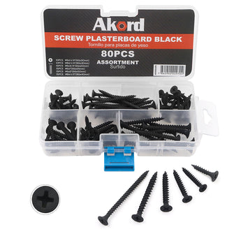 AKORD Screw Plasterboard Black Assortment Kit 80PCS