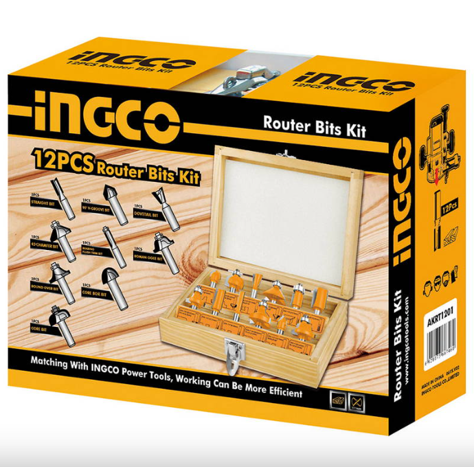 INGCO AKRT1201 Router Bit Set 6Mm 12Pcs– Maxrite