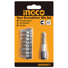 INGCO AKSD0071 Screwdriver Bits Set 9Pcs