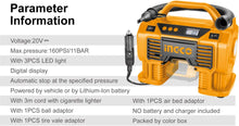 INGCO CACLI2002 Li-ion Cordless Air Inflator & Deflator 20V Skin