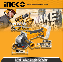 INGCO CAGLI1001 Li-Ion Cordless Angle Grinder 100mm 20V Skin