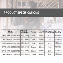 Akord Screw Collated BH Coarse/Fine Thread Needle Point Multiple Size