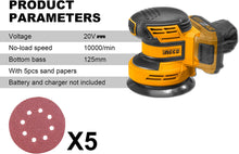 INGCO CROSLI2001 Li-Ion Cordless Random Orbit Sander 20V