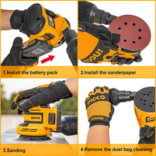 INGCO CROSLI2001 Li-Ion Cordless Random Orbit Sander 20V
