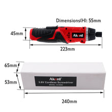 Akord Cordless Screwdriver Set 7-bits & 2-bit Holders With Usb Charging Cable 3.6v KCS626B-B