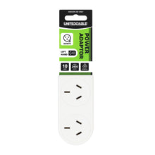 Power Adaptor Left / Right Hand White 10A 240V 2 Outlets SAA