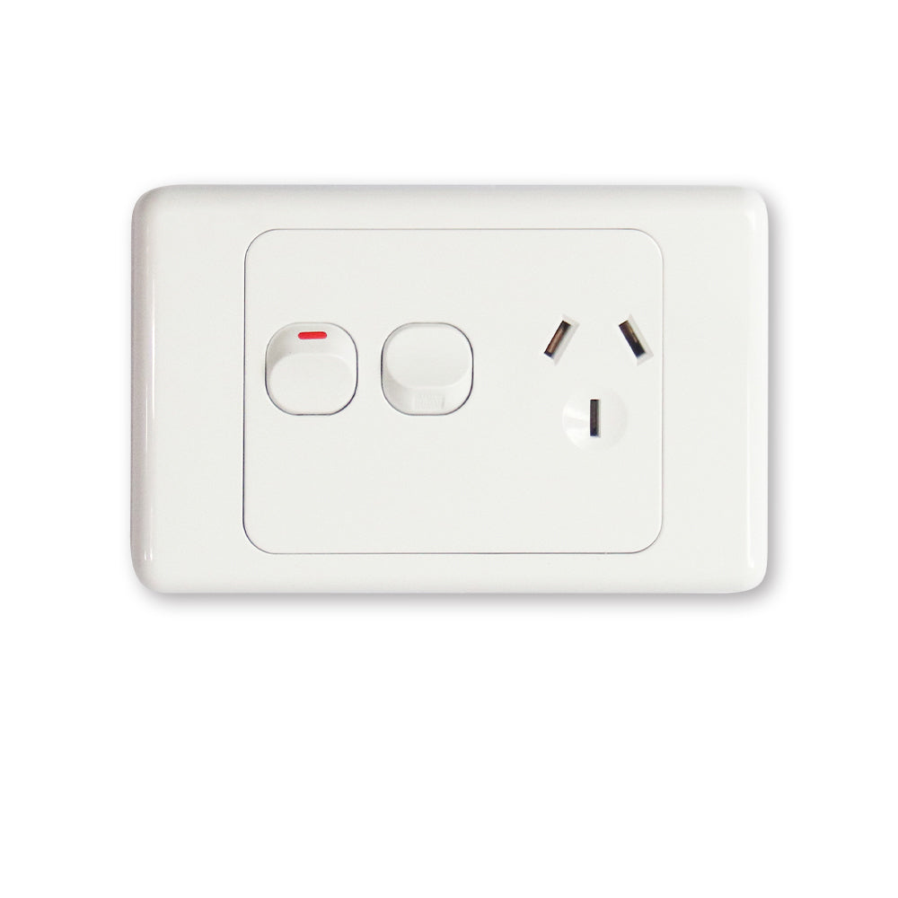 IGOTO AS314 Flat Wall Single Power Point & Switch 10A– Maxrite