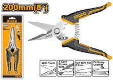 INGCO HES0187 HES0188 Electrician'S Scissors Stainless Steel Blade with teeth 178mm 200mm