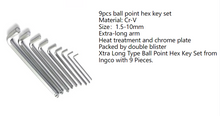 INGCO HHK12092 Extra Long Ball Point Hex Key Set 9Pcs
