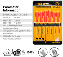 INGCO HKISD0608 Insulated Screwdriver Set 6 Pcs