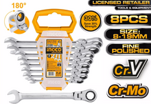 INGCO HKSPAR1083 Flexible Ratchet Spanner Set 8Pcs