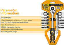 INGCO HKTS12122 Drive Socket Set 1/2 Inch 12 Pcs