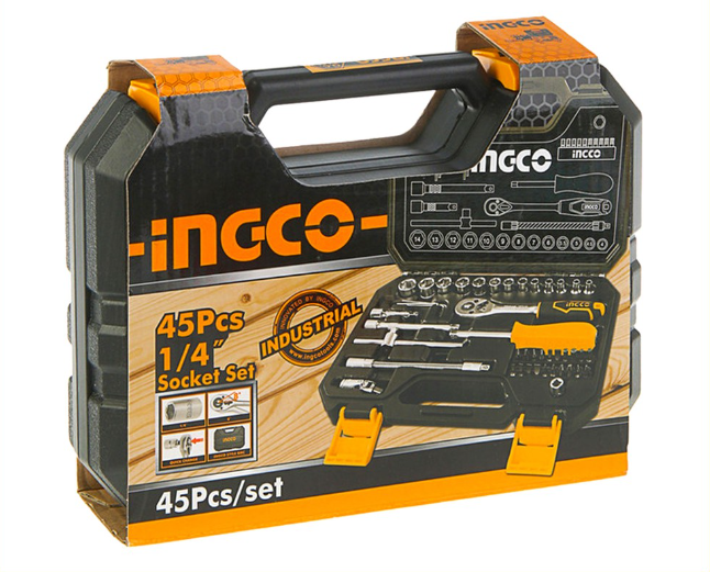 INGCO HKTS14451 Drive Socket Set 1/4 Inch 45 Pcs– Maxrite