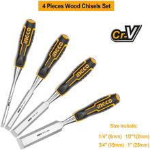 INGCO HKTWC0401 Wood Chisel Set 4Pcs 6,12,19,25mm