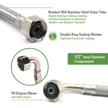 JL Flexible Hose S/S Knitted F*F 90Degree 1/2" DN8 Watermark 225mm-600mm