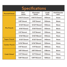 JJ JJT2233 12pcs Chisel & Punch Set High Carbon Steel