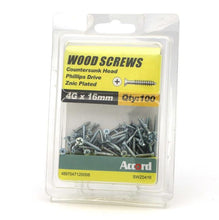 Akord Wood Screw Phillips Zinc Plated Countersunk #4 #6 #7 #8 #10 #12